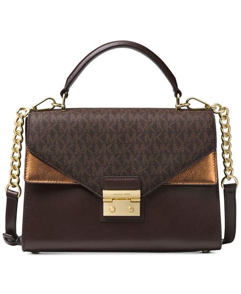 michael michael kors sloan medium top-handle satchel butterscotch brown|Macy's.